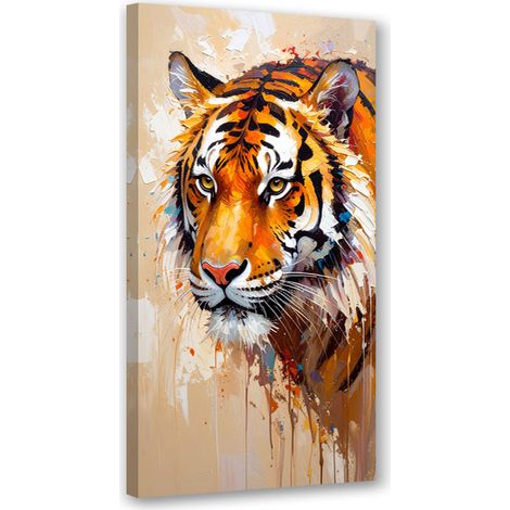 Tableau déco Tigre Animaux Afrique peinture à l'huile 50x100 (1/4)