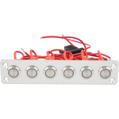 Vorverdrahtetes 6-Tasten-Schaltfeld mit blauen LED-Anzeigen für Auto, Wohnmobil, Boot, 12V DC-System. (1/5)