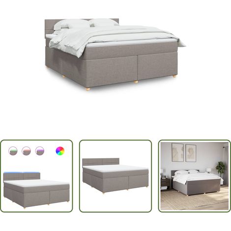 vidaXL Surmatelas -  Sommier à lattes de lit avec matelas Taupe 180x200 cm Tissu (1/5)