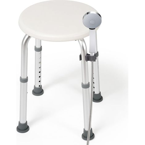 Tabouret Douche, 34-52cm, Charge Max 136 kg, Alu, antidérapant Hauteur 34 à 52 cm, Jusqu'à 136 kg, Pour Personnes Âgées, Enceintes, Handicapées, Aide à la Douche, Siège de Douche (1/5)