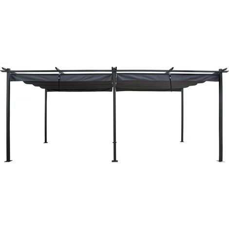Pergola in metallo con tetto retrattile - 3 x 6 m - Antracite (1/4)