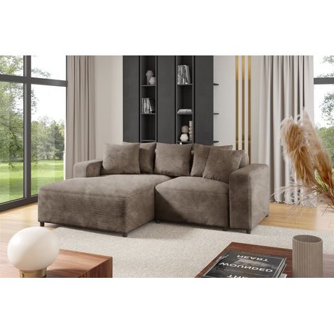 Ecksofa Designersofa Sofa MEGAN XS in Stoff Poso Cappuccino Ottomane Links (1/2)