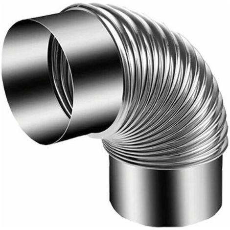 Tuyau de Poêle Coude Ø env. 120 mm, Coude de Poêle 90° en Acier Aluminié à Chaud,Argenté (1/4)