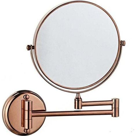 15cm foldable and swivel wall mounted makeup mirror, 3x magnification, suitable for bathrooms, toilets and bedrooms, rose gold color. (1/4)