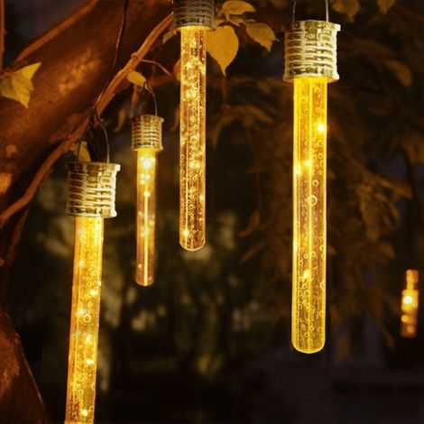 Bâton lumineux suspendu / Lampe solaire pour jardin - Lot de 4 lampes de jardin blanc chaud-AquaForge (1/5)