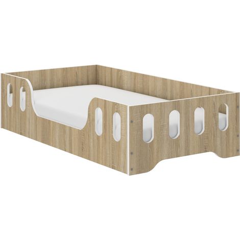 Cama infantil Montessori lacada de 140x70 cm, Sonoma. (1/2)