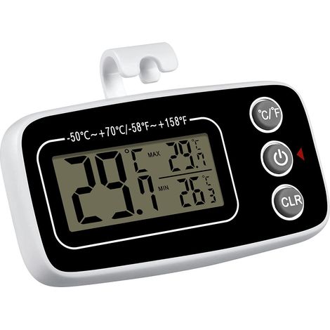 Thermomètre Numérique Réfrigérateur Congélateur Étanche avec Crochet,Enregistrement Max/Min,Grand Écran LCD Facile à Lire - Idéal Cuisine Maison (1/5)