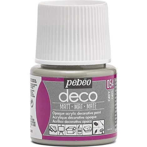 Peinture acrylique - Pébéo - P.BO Déco - Gris mat - 45ml - Finition mate