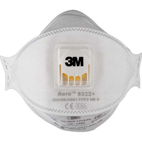 Maschera filtrante 3M 9322+ FFP2 pieghevole con valvola Cool Flow bianca