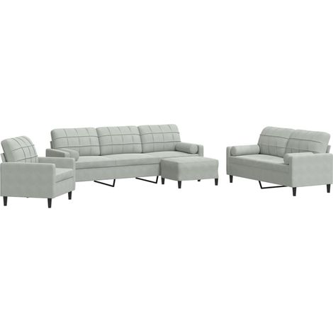 Maison Exclusive - Set di Divani 4 pz con Cuscini e Rinforzi Grigio Chiaro Velluto