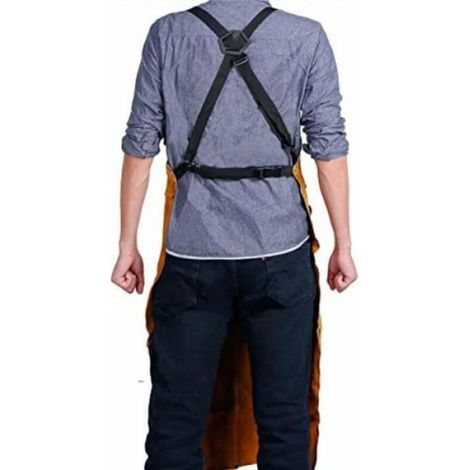 Tablier de Soudeur avec 6 Poches, Tablier de Travail en Cuir Anti-Chaleur Ignifuge, Tablier de Menuisier pour Homme (1/4)