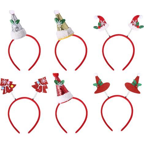 Headband De Noel - Motifs Flocon De Neige Renne Arbre De Noel - Taille Unique Pour Enfants Et Adultes - Lot De 6 (1/5)