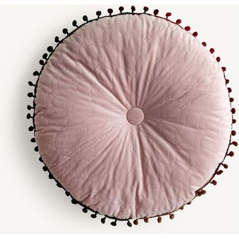 Coussin de Sol Coussin Chaise Style Scandinave, Coussin Rond 40cm Coussins de Jardin Coussin Sol Tatami pour Yoga Méditation Tea Party Balcon Salon Enfant Adultes (40cm,Rose Peau) (1/4)