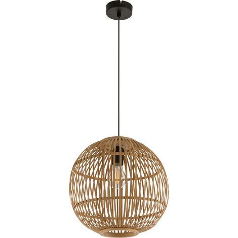 Lampada a sospensione, lampada a sospensione, lampada da soggiorno, lampada da soffitto, lampada da sala da pranzo, bambù naturale, telecomando dimmerabile, 1x LED RGB 8,5W 806Lm 3000K bianco caldo, H