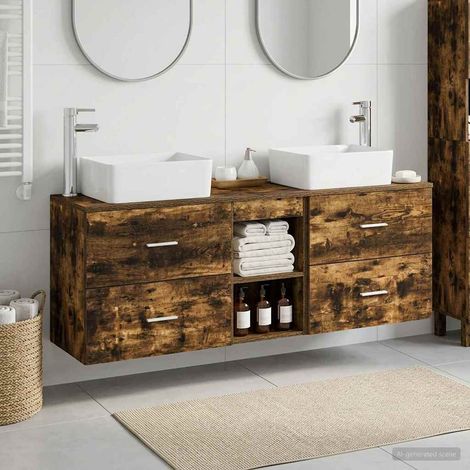 vidaXL Bathroom Cabinet Set 3 pcs Smoked Oak 136 x 35 x 80 cm (1/5)