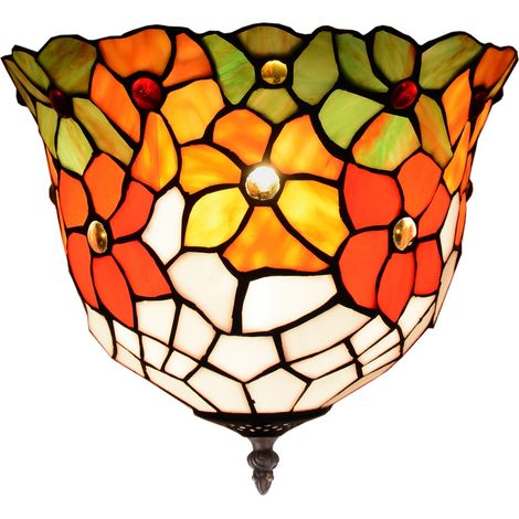 Plafonnier fixé au plafond avec abat-jour Tiffany diamètre 40cm Série Bell
