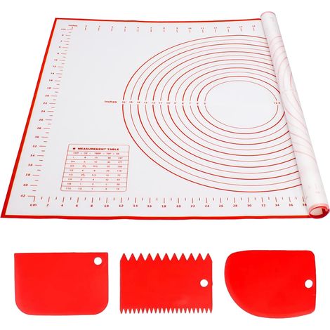 Tapis de cuisson silicone réutilisable Alyvisun 70x50cm avec 3 grattoirs, antidérapant, pour pâte, macarons, biscuits. (1/5)
