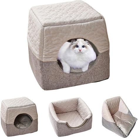 Cama para gatos o perros. Cama extraíble y lavable a máquina con colchón suave para gatos y perros pequeños (35 x 33 x 30 cm). (1/5)
