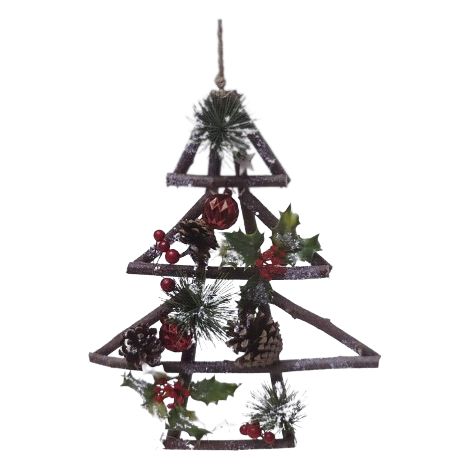 Pinetto C/Agrifoglio/ Pigne/ Sfere 30cm FLORA