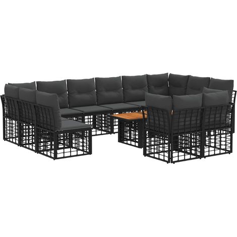 Conjunto de sofás de jardín 13 uds. Negro y gris oscuro vidaXL (1/5)