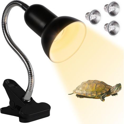 Wärmelampen-Set, UVA/UVB 50 W/25 W, 360°-Schwenkklemme, flexibler Schwanenhals, für Schildkröten- und Reptilien-Terrarien (1/5)