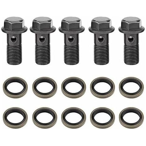 5-teiliges Bremsanschluss-Set, Hohlschrauben-Motorradbremsbolzen M10x1mm, Edelstahl-Dichtungssatz für Bremszylinder (1/5)