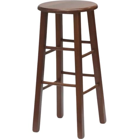 Sgabello da bar h 68 cm in legno noce scuro con seduta rotonda e gambe dritte