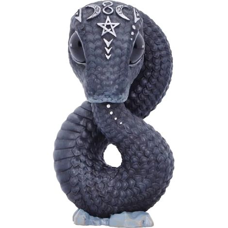 La déesse de la vengeance maintenant le grand serpent de l'indifférence statue de résine noire (1/5)