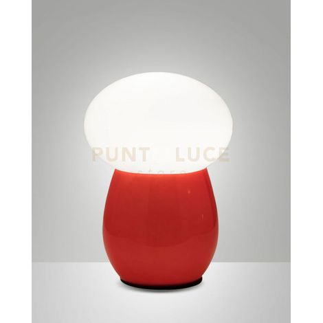 Lampada da Tavolo Fabas Collezione Freddy Rosso 1 Luce Design Moderno 30cm