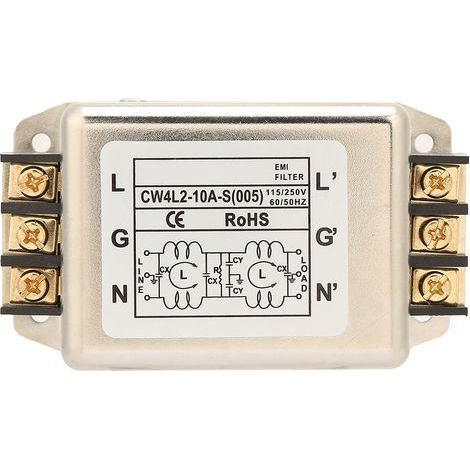 Filtre EMI pour ligne électrique monophasée 115V/250V 10A, pôle simple ou double, 50/60Hz (1/5)