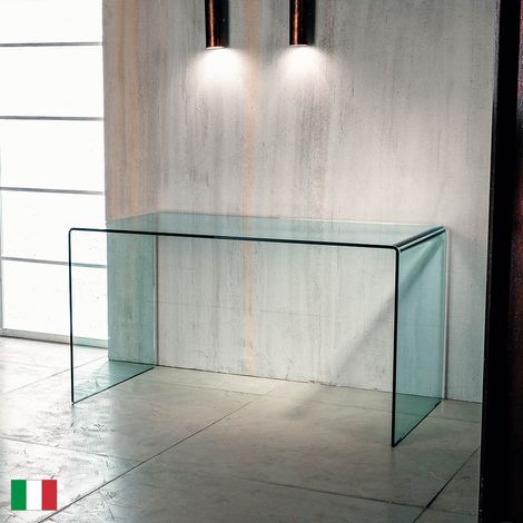Scrivania in Vetro Curvato Trasparente L 100/125 Made in Italy - Scrivano Scrivano 125 (1/3)