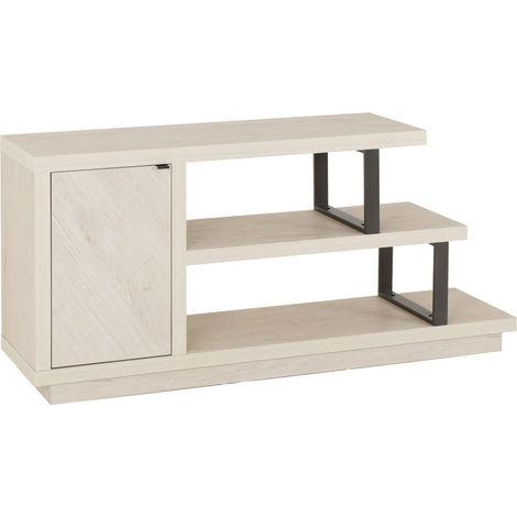 Turin TV Stand - L39.5 x W71.5 x H151 cm - Light Oak/Black