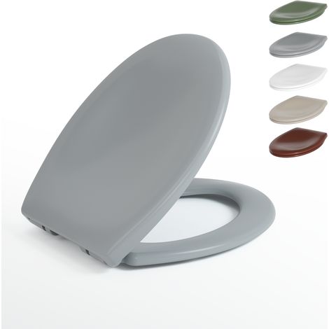 AquaWise Abattant Wc avec Frein de Chute Cuvette Toilette avec charnières en inox Lunette de Toilette en Forme O Duroplast Démontage Rapide Gris