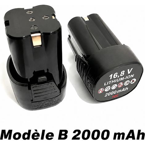 Batterie lithium-ion 16,8 V 2 000 mAh pour outil électroportatif 2000mah 2000 3 3,7 × 3,6 × 8,2 cm 213 g – Livraison gratuite