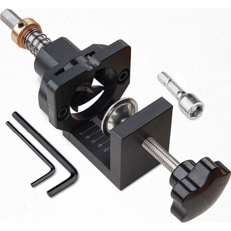 35mm hinge jig with clamp, drill bit, aluminum alloy, cabinet door installation tool (1/5)