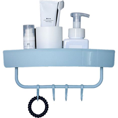 Étagère murale de salle de bain, étagère de rangement triangulaire multifonctionnelle, bleu clair