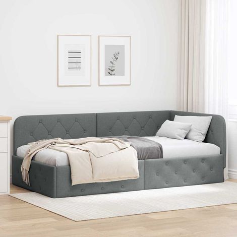 Eckbettgestell Dunkelgrau 90 x 200 cm Stoff (1/5)