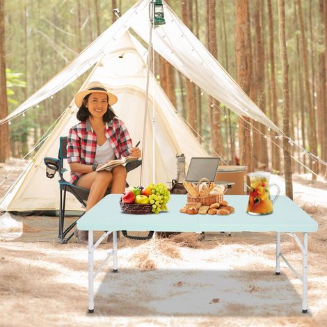 Table pliante réglable 125cm, ultra résistante avec poignée, pour camping & extérieur, charge 135kg (1/5)