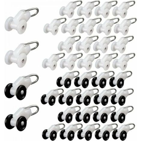 Juego de 40 rodillos deslizantes para cortinas, ganchos para rieles de pérgola, rodillos para rieles de cortinas, polea metálica, ganchos deslizantes para cortinas, rodillos para barras de cortinas, d (1/5)