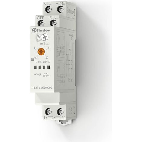 Télérupteur électronique modulaire 1NO 16A 230V AC multifonctIon + reset 1s FINDER 136182300001PAS