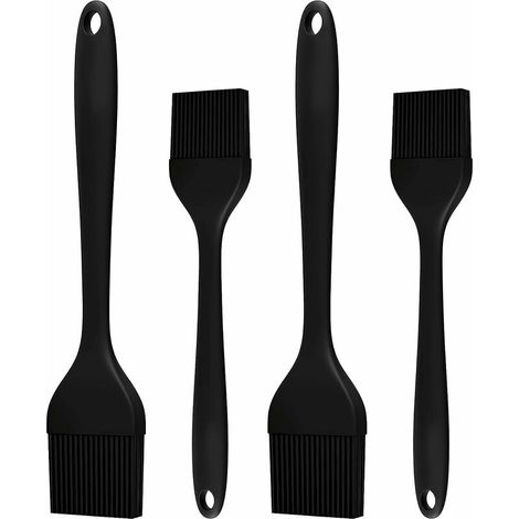 royaluxe - Pinceaux de Barbecue en Silicone , Pinceau à Cuisine, Pinceau à Pâtisserie, Brosse à Barbecue pour Barbecue, Gâteaux, Cuisson (Set of 4, Noir) (1/5)