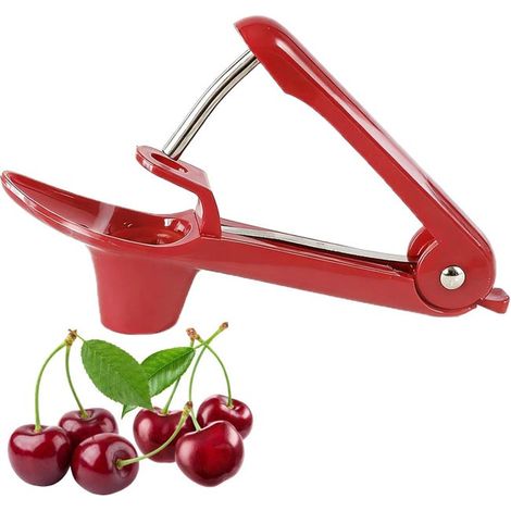 1 deshuesador de cerezas, cerezas, ciruelas, deshuesador de frutas, deshuesador manual multifuncional, deshuesador portátil, cocina (rojo) (1/5)
