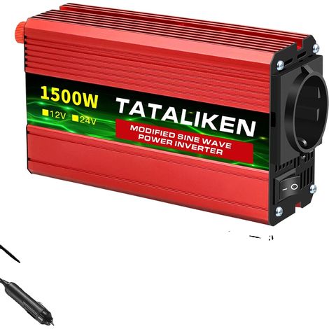 Inversor CC/CA, salida de 220 V, pantalla LED de voltaje, 1500 W, EU-a, 12 V-a, 200-240 V-a (1/2)