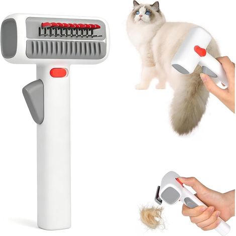 Peigne démêlant et démêlant 2 en 1 pour chiens et chats, brosse de toilettage professionnelle avec dents en acier inoxydable, élimine les tapis, les nœuds et les sous-poils lâches pour poils longs et