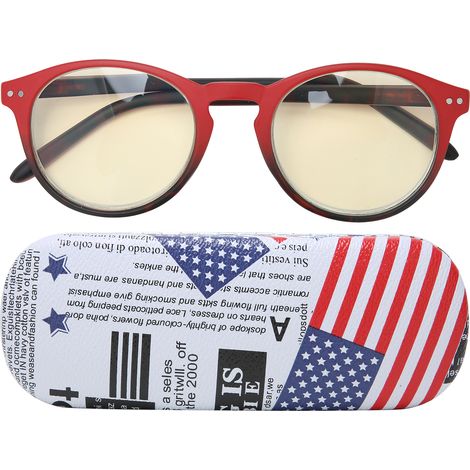 Lunettes de lecture anti-lumière bleue pour seniors, élégantes unisexe hommes femmes, monture rouge (+350) (1/5)