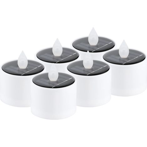 Lot de 6 bougies LED décoratives solaires étanches pour éclairage domestique, jaune (1/5)