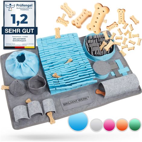 Tapis à renifler pour Chien - Matériau extrêmement résistant - 10 éléments d'entraînement et 3 Niveaux de difficulté - Jouet Intelligent pour Chiens de Toutes Tailles - Bleu (1/5)