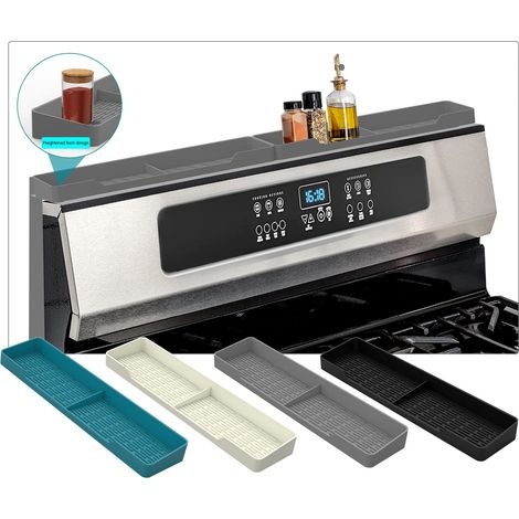 Etagere Magnetique Pour Plaque De Cuisiniere - Silicone - 38 1 X 9 X 3 4 Cm - Pour Bouteilles D Epices - 1 Piece (1/5)