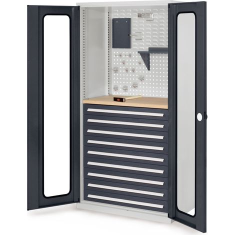 Kappes ®RasterPlan Schubladenschränke 1950x1000x600mm Sichtfenstertüren Modell 37 anthrazitgrau