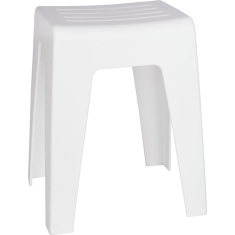 Wenko – Tabouret de bain Kumba – Plastique blanc ultra résistant – Dimensions 38x47x32 cm – Charge jusqu'à 120 kg – Pour salle de bain et WC
